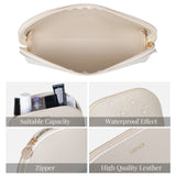 MAEXUS Travel Makeup Bag, Elegant Cosmetic Bag, Waterproof Cosmetic Bag, Noble Zipper Pouch, Toiletry Bag (White)