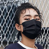 MAEXUS 50 Pcs Black Face Mask, Black Face Mask Disposable, Disposable Masks Black, Daily Protection Mask with Filter Layer and Knitted Earloops