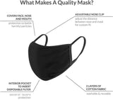 MAEXUS Black Face Mask, 5 Pcs Cloth Mask Cotton Face Masks Washable Reusable Fashion Protective Fabric Masks Outdoor for Adults Men Women Teens