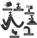 MAEXUS Mini Phone Tripod Phone Camera Tripod Mount with Bluetooth Control and Universal Clip, 360° Rotating Flexible Tripod Stand Holder for Smartphone