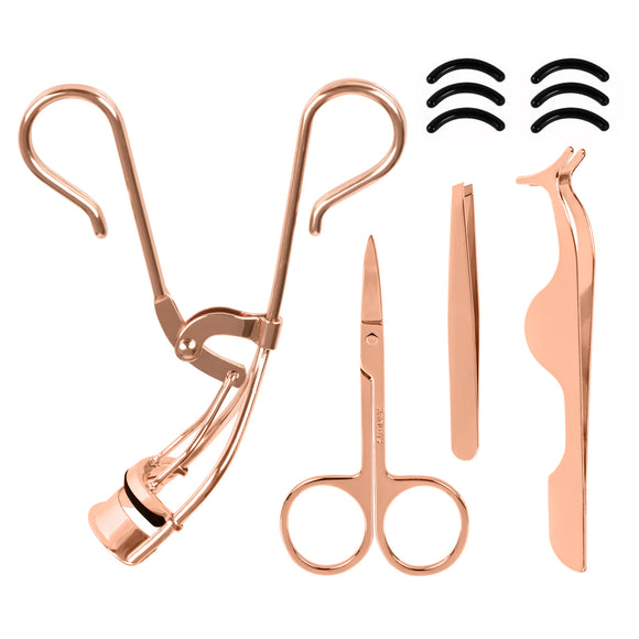 MAEXUS Eyelash Applicator Tool Lash Curler Eyelash Tweezers Lash Lift Eyebrow Scissors, with 6 Silicone Pads for Eyelash Curler Refills