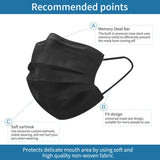 MAEXUS 50 Pcs Black Face Mask, Black Face Mask Disposable, Disposable Masks Black, Daily Protection Mask with Filter Layer and Knitted Earloops