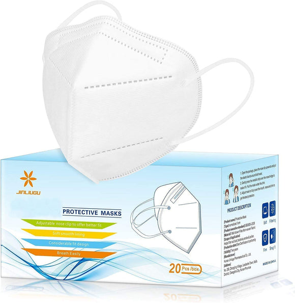 MAEXUS 20PCS White Disposable Earloop Face Mask, KN95 Protective masks Against PM2.5, Air Pollution